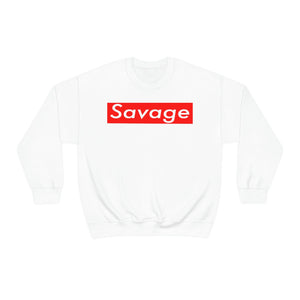 Savage Sweatshirt, White Savage Sweatshirt, Unisex Sweatshirt, White Crewneck Sweatshirt - The Illy Boutique