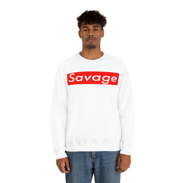 Savage Sweatshirt, White Savage Sweatshirt, Unisex Sweatshirt, White Crewneck Sweatshirt - The Illy Boutique