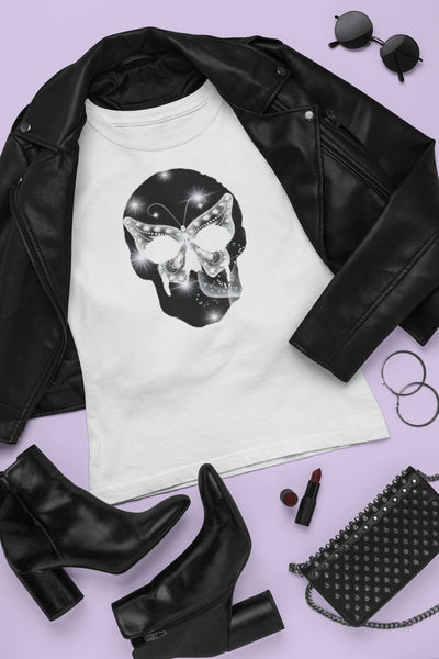 Skull & Butterfly| 💀 & 🦋 -Women's Sugar Skull Butterfly Shirt | Skull Print T-shirt | Minimalist |Skull T-Shirt | Screen Print T-Shirt - The Illy Boutique