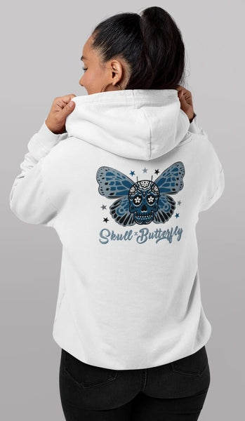 Women's Sugar Skull Butterfly Shirt | Skull & Butterfly| Skull Print Hoodie| Minimalist |Skull T-Shirt | Screen Print Hoodie - The Illy Boutique
